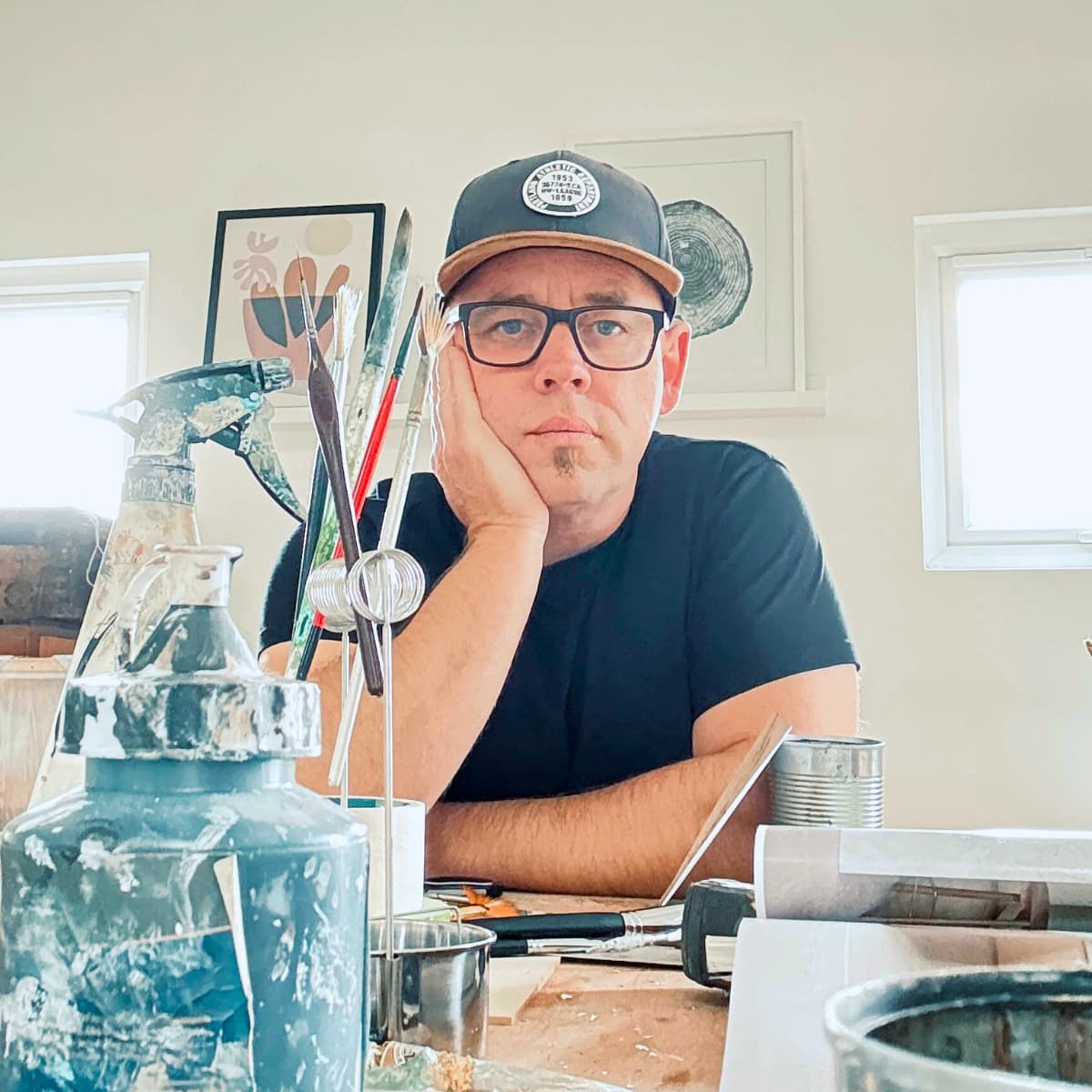 Original abstract landscape painting in acrylics by Dan Hobday