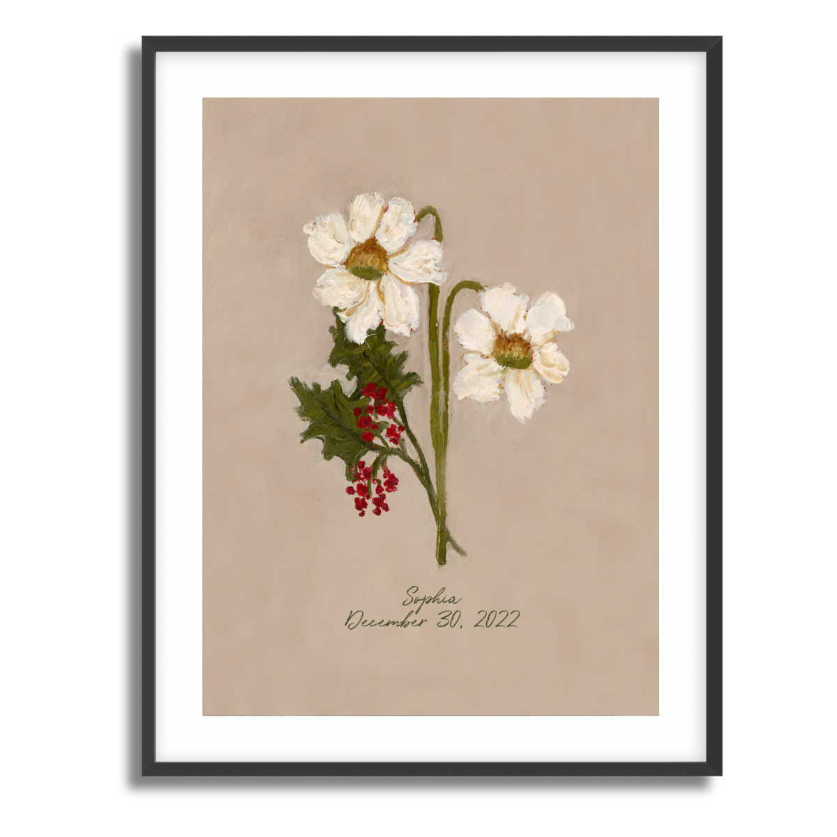 December Birth Flower Fine Art Paper Print