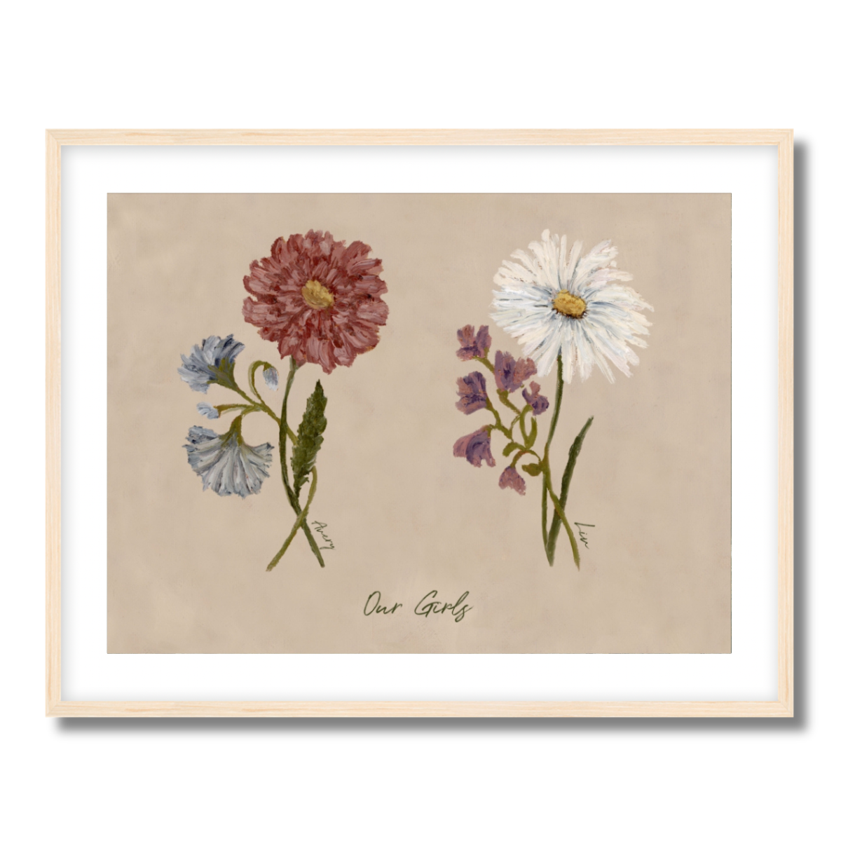 Custom Family Birth Flower Bouquet Fine Art Paper Print