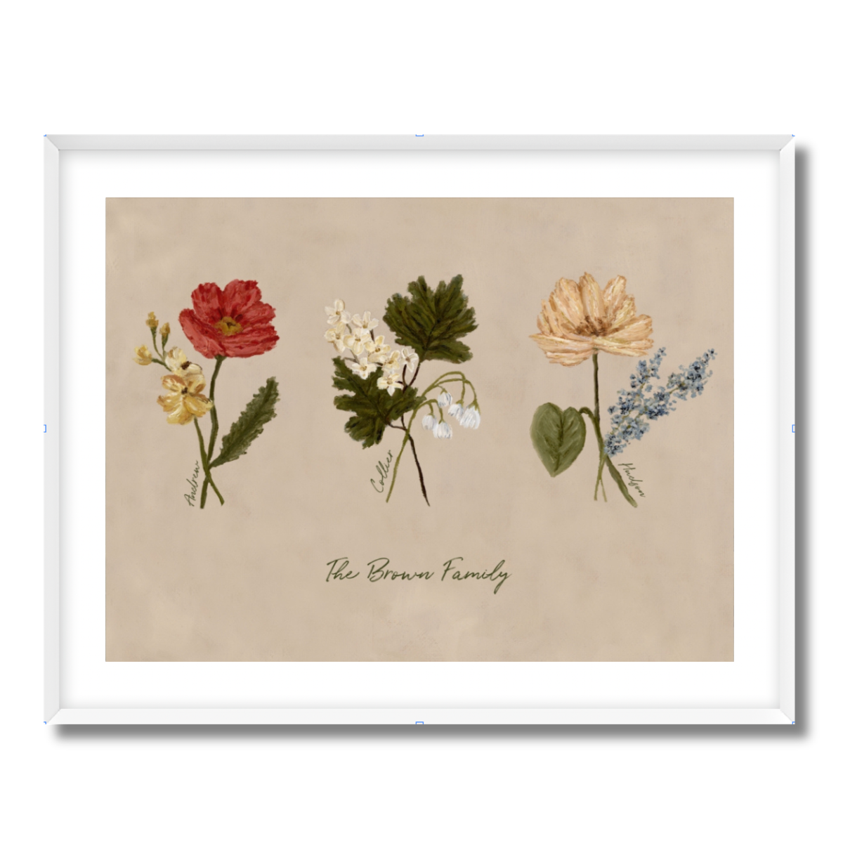 Custom Family Birth Flower Bouquet Fine Art Paper Print