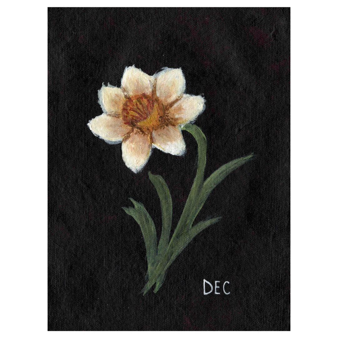 We Remember December Birth Flower Premium Fine Art Paper Print