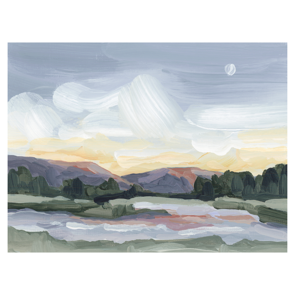 Moonlit Pond - Hand Embellished - Giri Designs