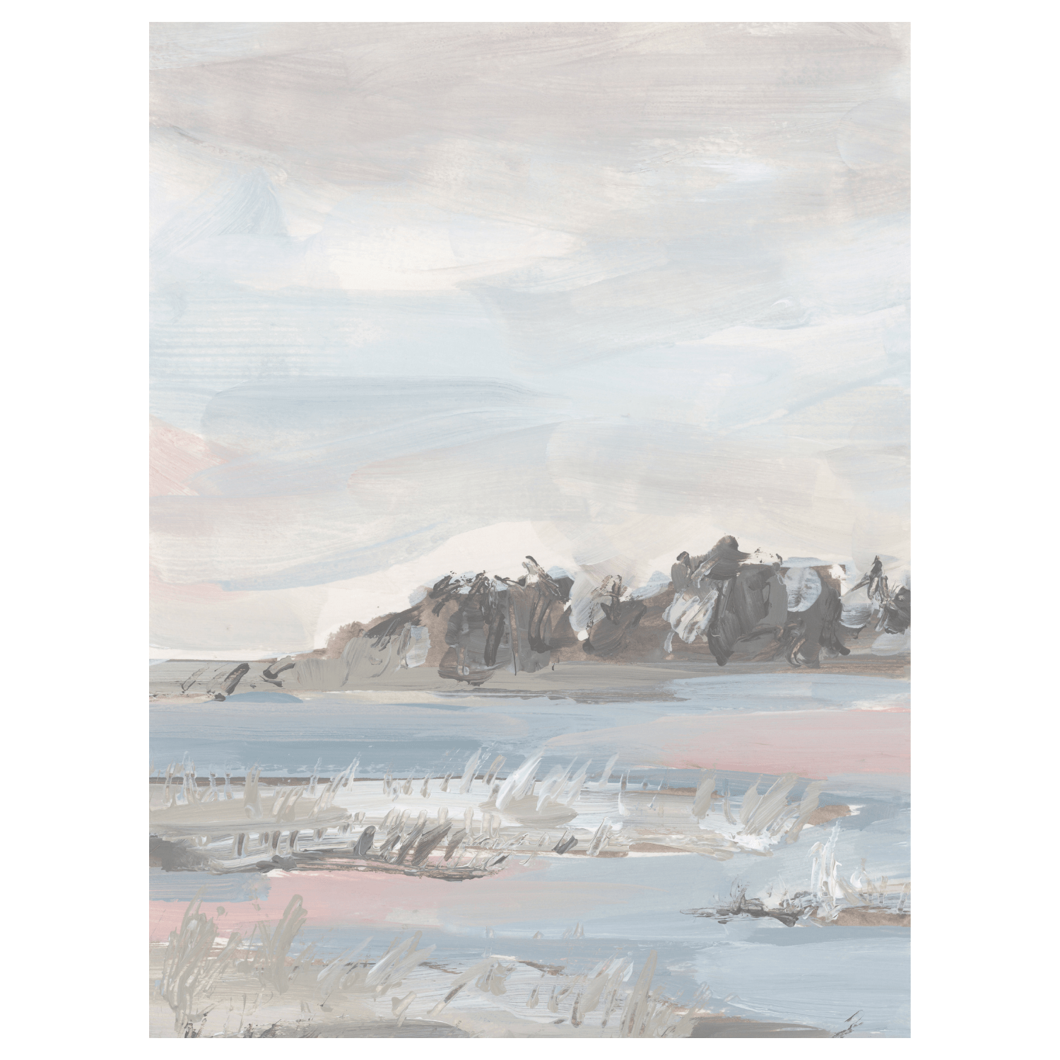 Marsh Sunrise, 24" x 32", Natural-Finish Floating Frame - Final Sale - Giri Designs