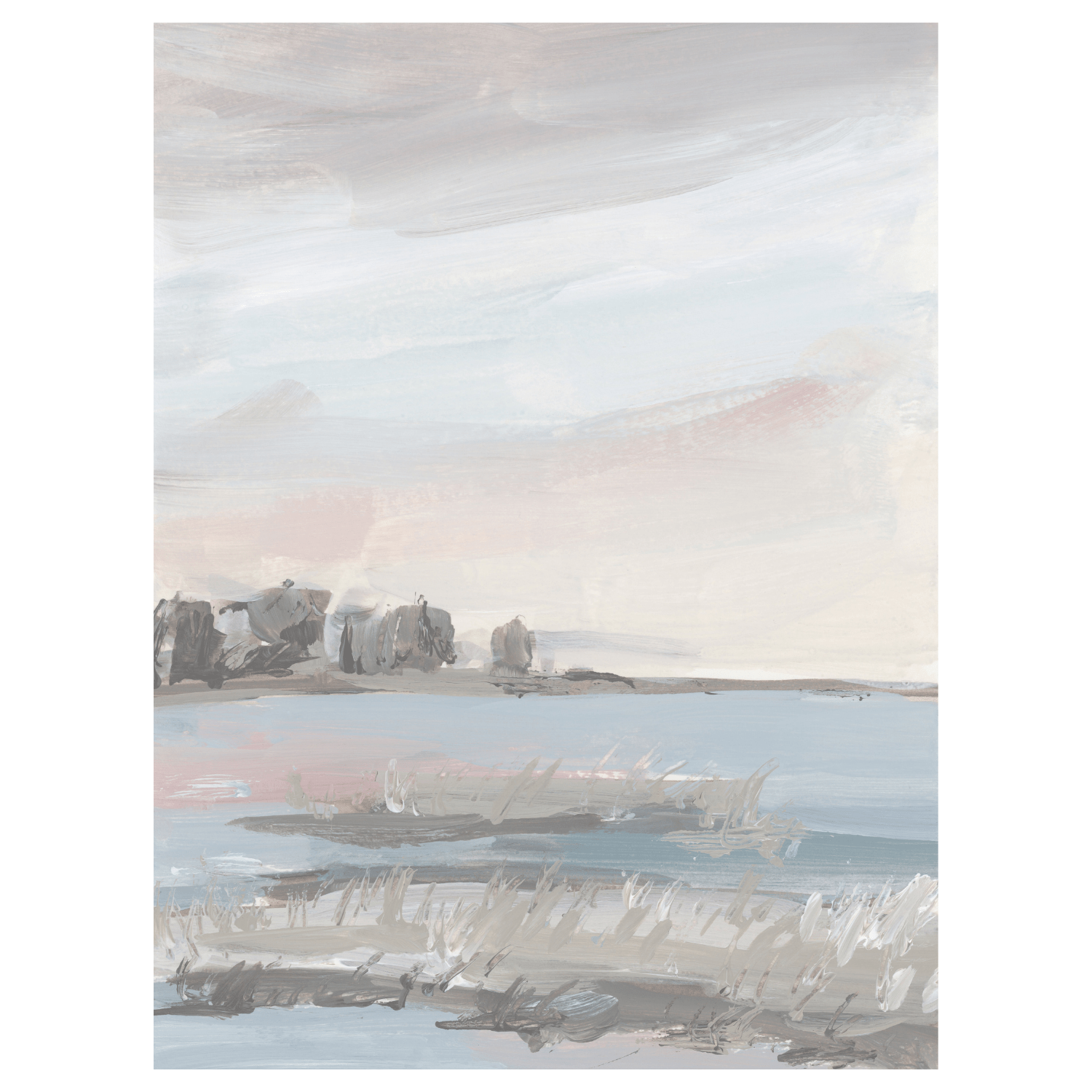 Marsh Sunrise, 24" x 32", Natural-Finish Floating Frame - Final Sale - Giri Designs