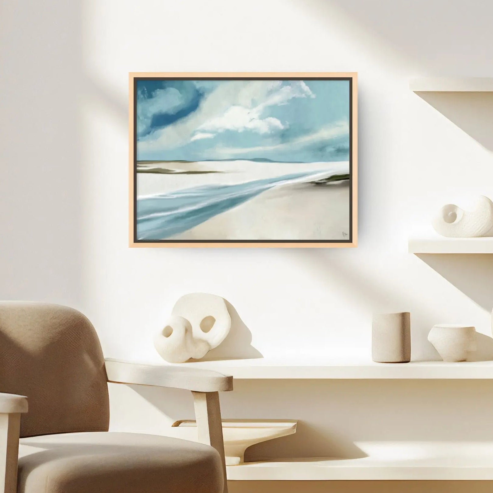 Ashore, 16" x 12", Natural Finish Floating Frame - Final Sale