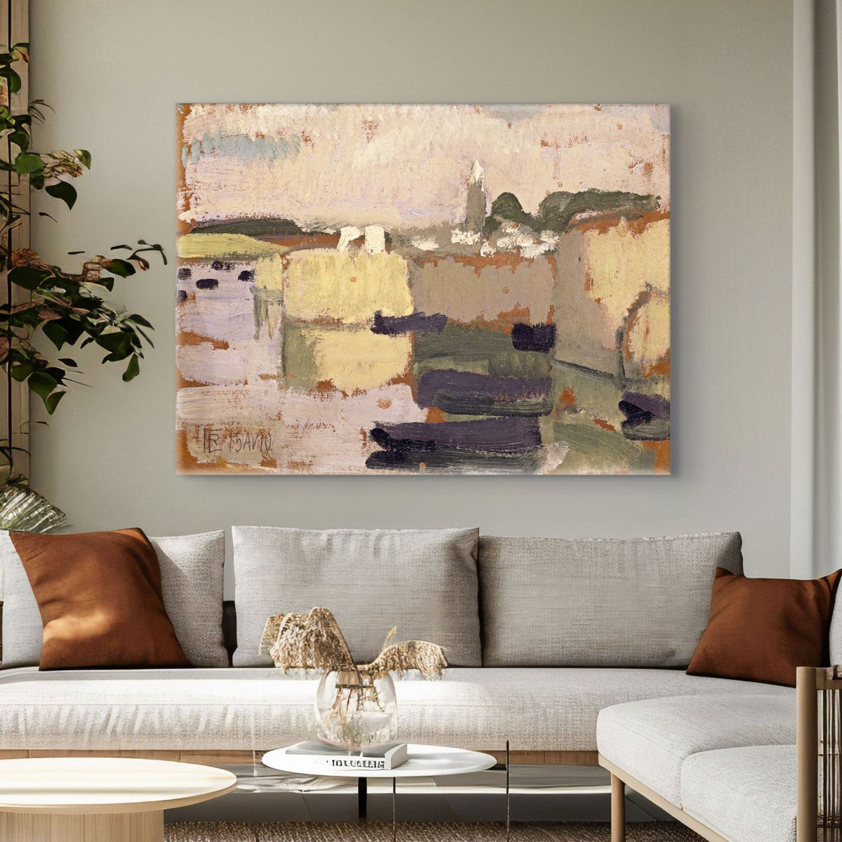 Village at the Water's Edge by Roger de La Fresnaye 1910, 48" x 36", Gallery Wrapped - Final Sale