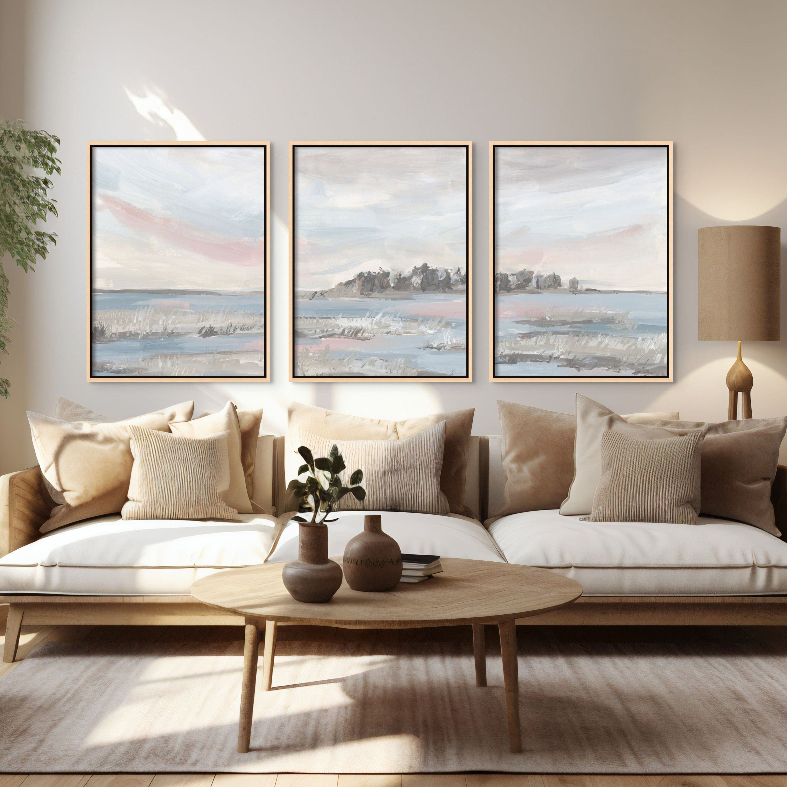 Marsh Sunrise, 24" x 32", Natural-Finish Floating Frame - Final Sale - Giri Designs