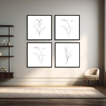 Minimalist Botanic Set of 4 Square - Custom Final Sale