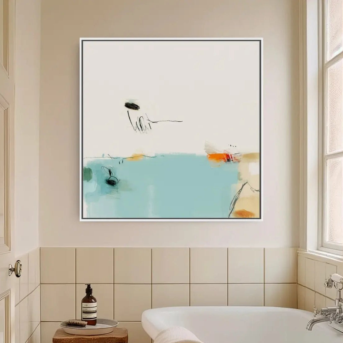 Pastel Play, 40" x 40", White Floating Frame - Final Sale