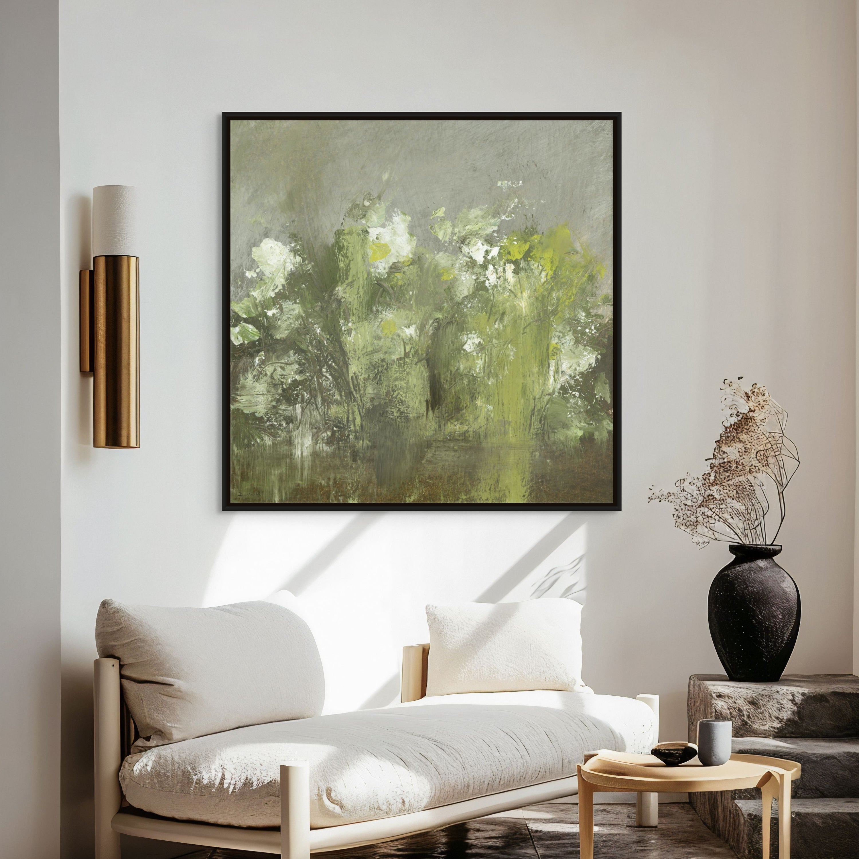 Soft Flowers, 30" x 30", Black Floating Frame - Final Sale