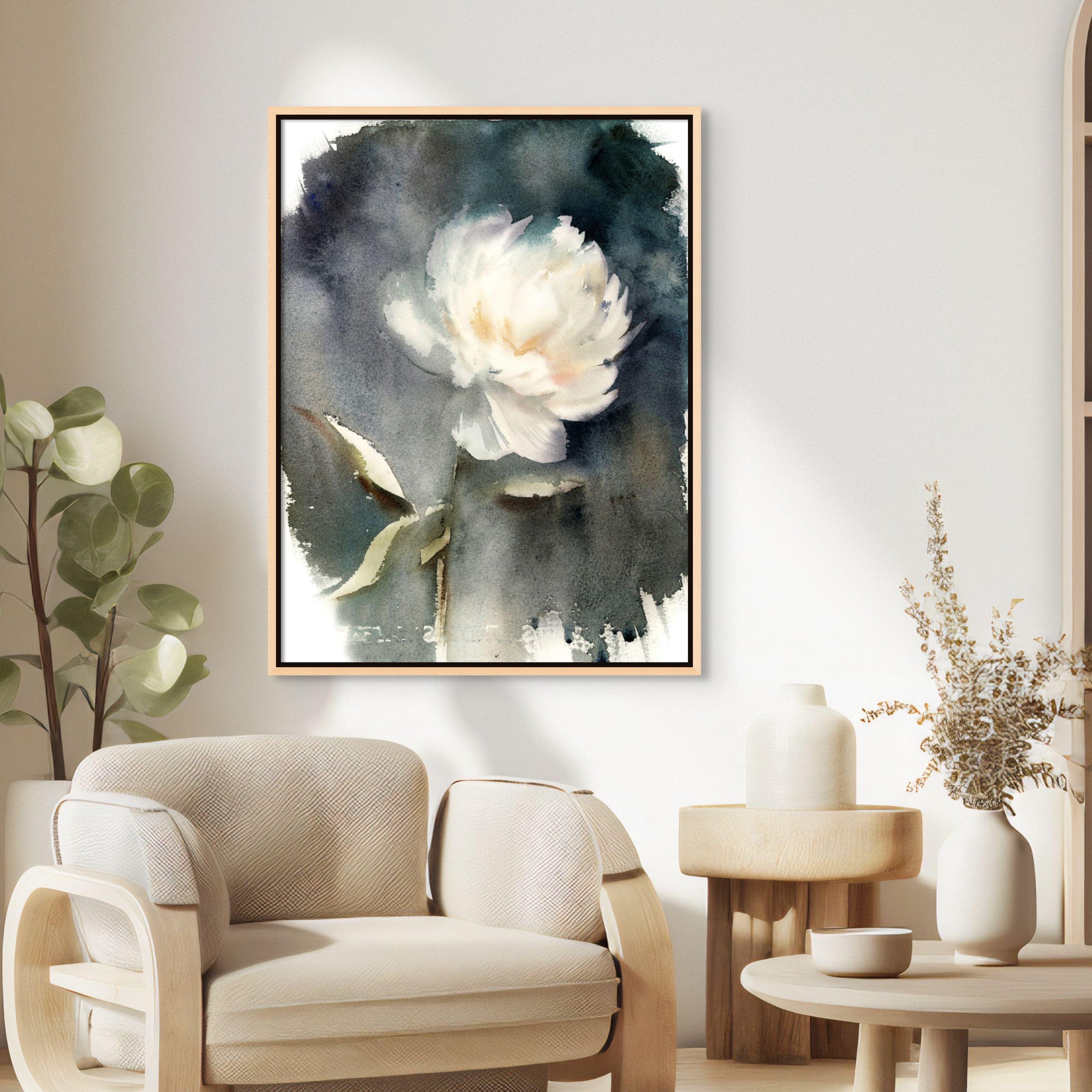 White Peony Canvas | Giri Designs Wall Art