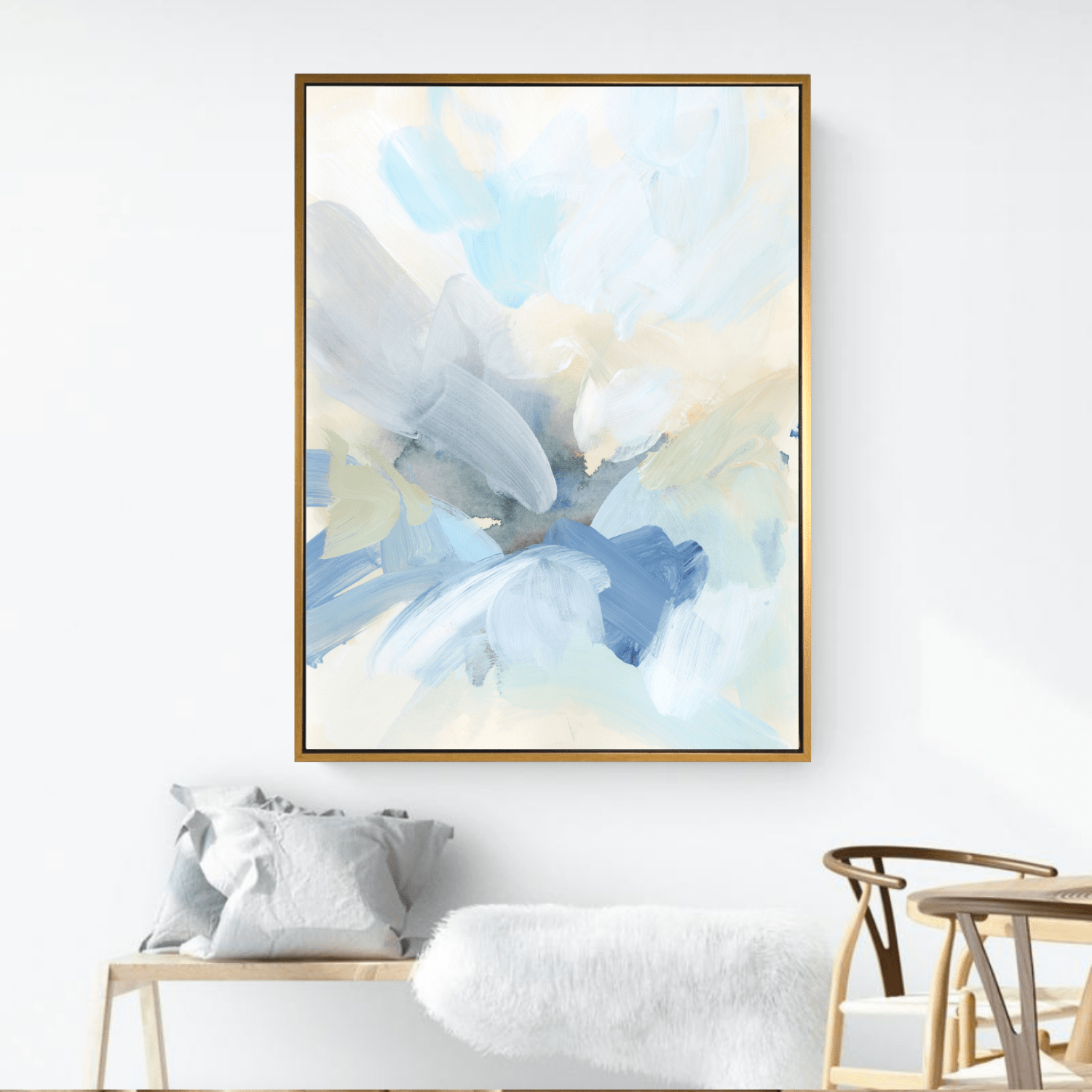 Modern Blues, 24" x 32", Gold Floating Frame - Final Sale - Giri Designs