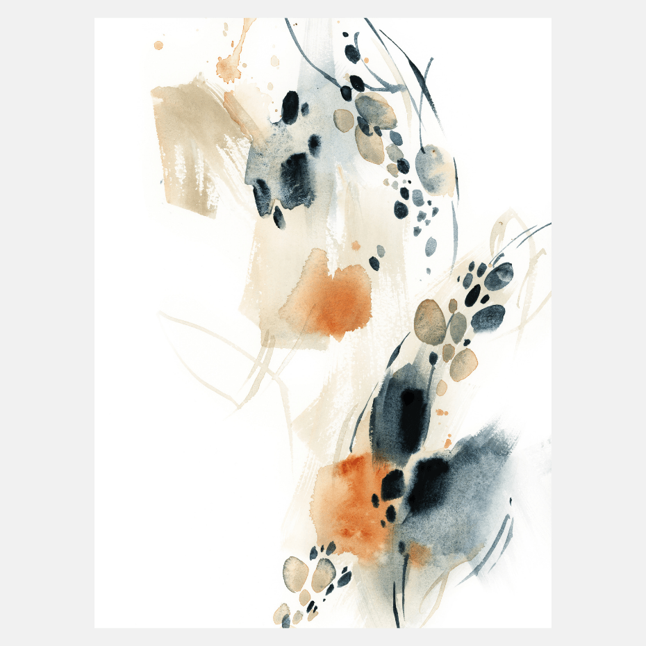 Blue and Terracotta Styles A & C, 30" x 40", Oak-Finish Floating Frame - Final Sale - Giri Designs