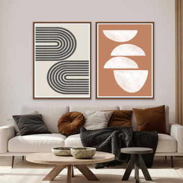 Abstract Terracotta and Woodblock