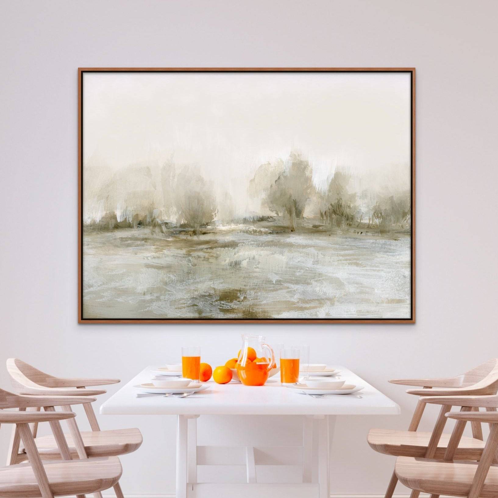 Wooded, 40" x 30", Oak-Finish Floating Frame - Final Sale - Giri Designs